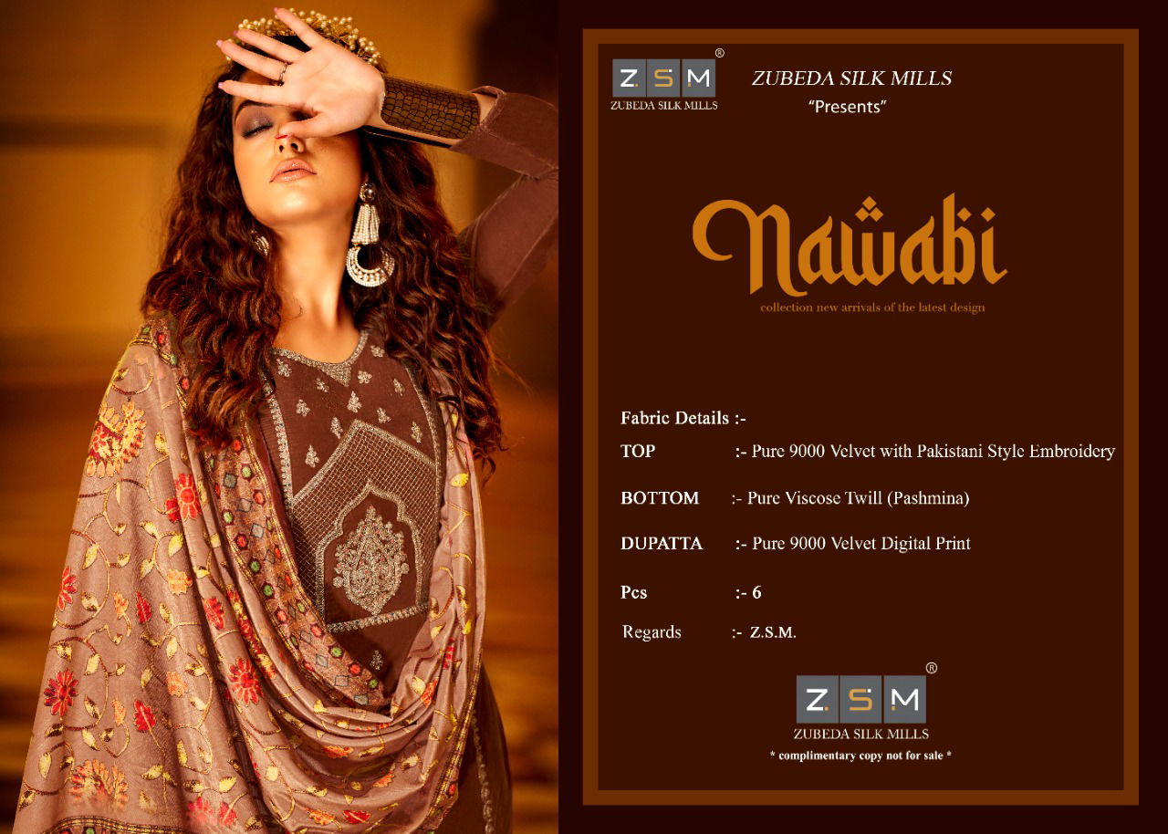 ZSM Nawabi Velvet Festive Wear Designer Pakistani Salwar Kameez Collection